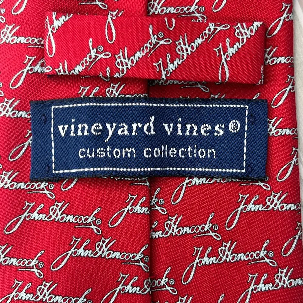 Vineyard‎ Vines Men's Custom Collection John Hancock Red Silk Tie Made in USA